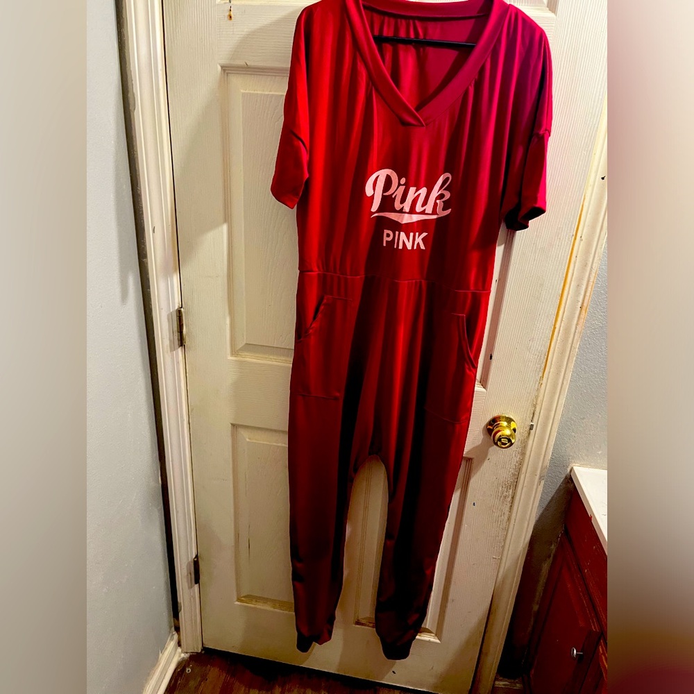 Burgundy jump suit